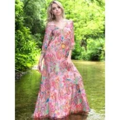 Strandkleid Mit Seide LYRA Rosa-bunt Von Laetitia Beachwear