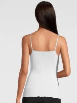 Merinowolle-Seide Spaghettiträger Unterhemd Gerippt Mit Calais Spitze Von Oscalito -Pink Zebra spaghettitr ger unterhemd 3408 weiss oscalito 2