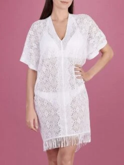 Spitze Strandtunika YLEE 23 Von Pain De Sucre -Pink Zebra strand tunika ylee spitze weiss pain de sucre