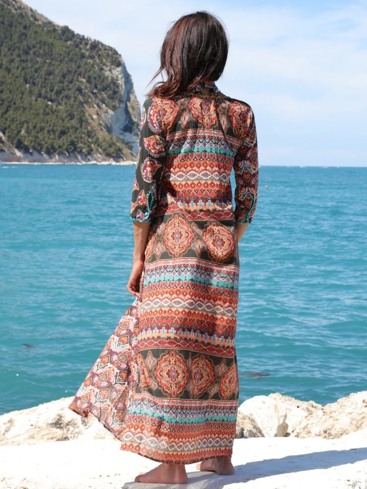 Strandkleid Mit Seide BERENICE VERDE Schwarz-bunt Von Laetitia Beachwear 6 Strandkleid Mit Seide BERENICE VERDE Schwarz-bunt Von Laetitia Beachwear – Bild 4