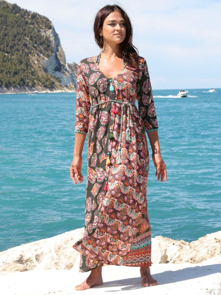 Strandkleid Mit Seide BERENICE VERDE Schwarz-bunt Von Laetitia Beachwear 4 Strandkleid Mit Seide BERENICE VERDE Schwarz-bunt Von Laetitia Beachwear – Bild 2