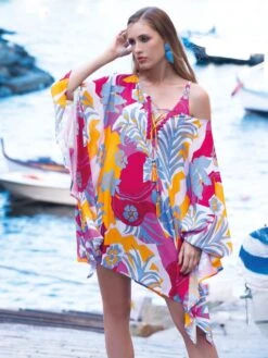 Viscose Foilardkleid FLIEDER PINK Von Chiara Fiorini -Pink Zebra strandkleid bunt unica cf1716 chiara fiorini 1