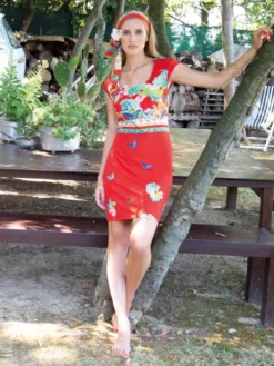 Viscose Strandkleid PAPILLON No. 2 Von Chiara Fiorini -Pink Zebra strandkleid rot viscose cf614 chiara fiorini 1 1