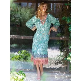 Viscose Sommerkleid TROPIC No. 4 Türkis Von Chiara Fiorini 3 Viscose Sommerkleid TROPIC No. 4 Türkis Von Chiara Fiorini