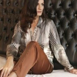 Stretchseide Oberteil BOA Schwarz-weiß Von Gattina