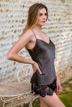 Stretchseide Top OMAYA Panthermuster Von Marjolaine -Pink Zebra top leo omaya panthere 4oma4001 marjolaine