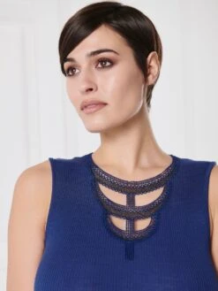 Merinowolle-Seide Trägertop Mit Glitzer Gerippt Von Oscalito -Pink Zebra top lurex spitze blau 6660 oscalito