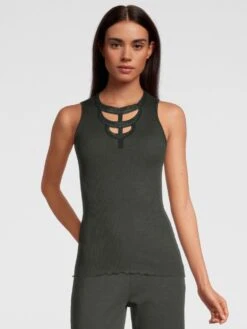 Merinowolle-Seide Trägertop Mit Glitzer Gerippt Von Oscalito -Pink Zebra top lurex spitze gruen 6660 oscalito