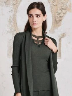 Merinowolle-Seide Trägertop Mit Glitzer Gerippt Von Oscalito -Pink Zebra top lurex spitze gruen 6660 oscalito 4 1