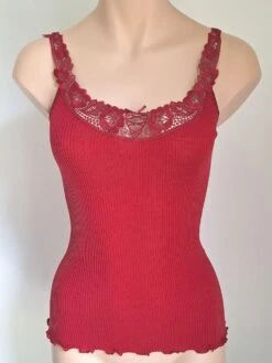 Merinowolle-Seide TRÄGER-TOP Mit Spitze Von Artimaglia 13 Merinowolle-Seide TRÄGER-TOP Mit Spitze Von Artimaglia -Pink Zebra traeger top merinowolle spitze rot 7031 67601 artimaglia 1