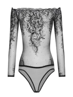 Langarm-Body ARABESQUE Tüll Schwarz Von Cadolle 14 Langarm-Body ARABESQUE Tüll Schwarz Von Cadolle -Pink Zebra tuell body arabesque velours floque noir 4086dl cadolle 2