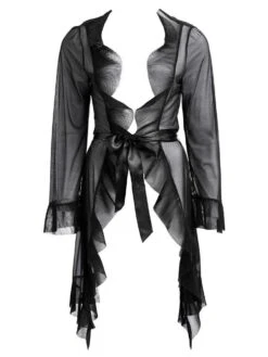 Morgenmantel Mit Rüschen FABIANA Schwarz Von Escora -Pink Zebra tuell morgenmantel fabiana 1673 e255 escora