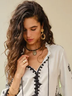 Tunikakleid INDIA In Weiss-schwarz Von Fiori Di Chiara -Pink Zebra tunica arrici india unica 302 24 chiara fiorini 2