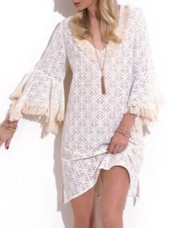 Tunika Aus Spitze Mit Baumwolle ECRU Von Chiara Fiorini -Pink Zebra tunika creme cf9838 chiara fiorini 3