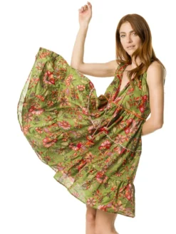 Tunikakleid Mit Seide DAFNE Olivgrün Von Laetitia Beachwear -Pink Zebra tunika dj131 04 verde laetitia beachwear 5