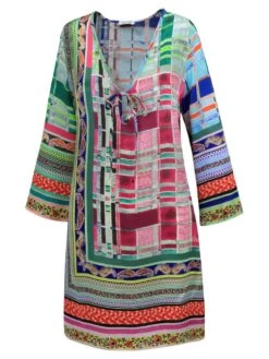 100% Seide Tunika FUCHSIA TÜRKIS Von Eva B. Bitzer -Pink Zebra tunika fuchsia tuerkis 11313277 bitzer 1