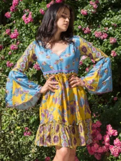 Tunikakleid Mit Seide PAOLA Blau-gelb Von Laetitia Beachwear -Pink Zebra tunika kurz langarm e132 09oro laetitia beachwear 2