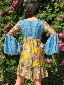 Tunikakleid Mit Seide PAOLA Blau-gelb Von Laetitia Beachwear -Pink Zebra tunika kurz langarm e132 09oro laetitia beachwear 4