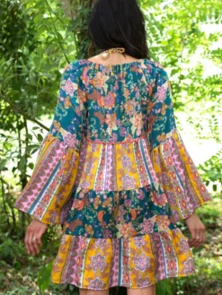 Tunikakleid Mit Seide CATERINA Grün-bunt Von Laetitia Beachwear -Pink Zebra tunika kurz langarm i131 10verde scuro laetitia beachwear 3