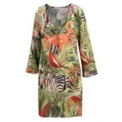 Leichte Tunika ZEBRA IN PARADISE Apricot Grün Von Fürstenberg