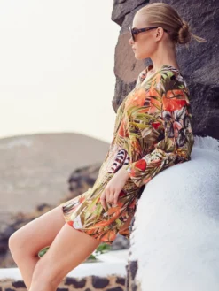 Leichte Tunika ZEBRA IN PARADISE Apricot Grün Von Fürstenberg -Pink Zebra tunika pfirsich bunt 243 31605 fuerstenberg