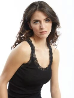 Merinowolle-Seide Unterhemd Gerippt Mit Calais Spitze Basic Von Oscalito -Pink Zebra unterhemd camisole leavers spitze basic schwarz 3410 oscalito 4 1