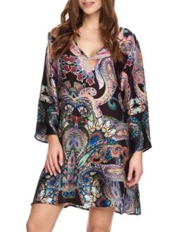 Viscose Tunika ORNELLA Aubergine-bunt Von Gattina -Pink Zebra viscose tunika bunt ornella 390443 paisley gattina 1