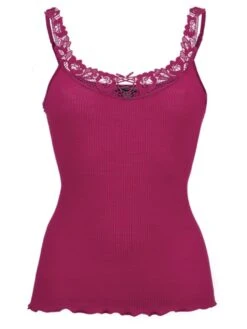 Merinowolle-Seide TRÄGER-TOP Mit Spitze Von Artimaglia 17 Merinowolle-Seide TRÄGER-TOP Mit Spitze Von Artimaglia -Pink Zebra wolle seide shirt 67601 beere artimaglia 2