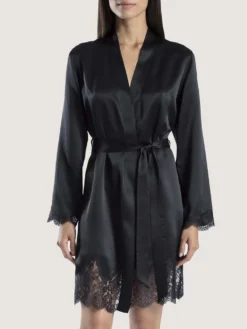 Seide Kimono TOI MON AMOUR Mit Spitze Von Aubade -Pink Zebra z kimono seide schwarz ms65 soie d amour aubade 1 1 1 1 1